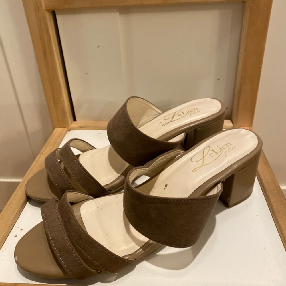 Suede Double Strap Heeled Sandal